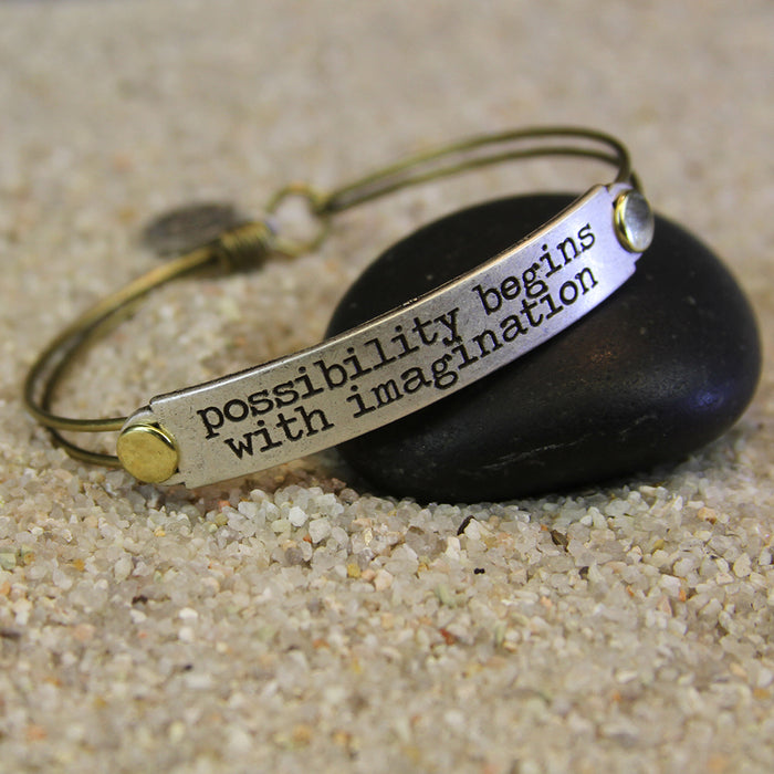 Possibility begins with imagination Inspirational Message Bracelet BR415