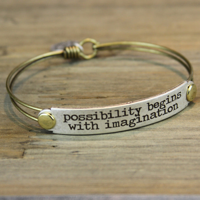 Possibility begins with imagination Inspirational Message Bracelet BR415