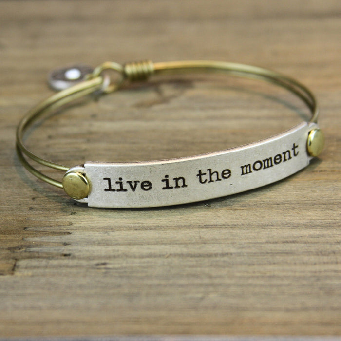 Live in the moment Inspirational Message Bracelet BR416