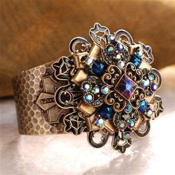 Peacock Midnight Cross Cuff Bracelet