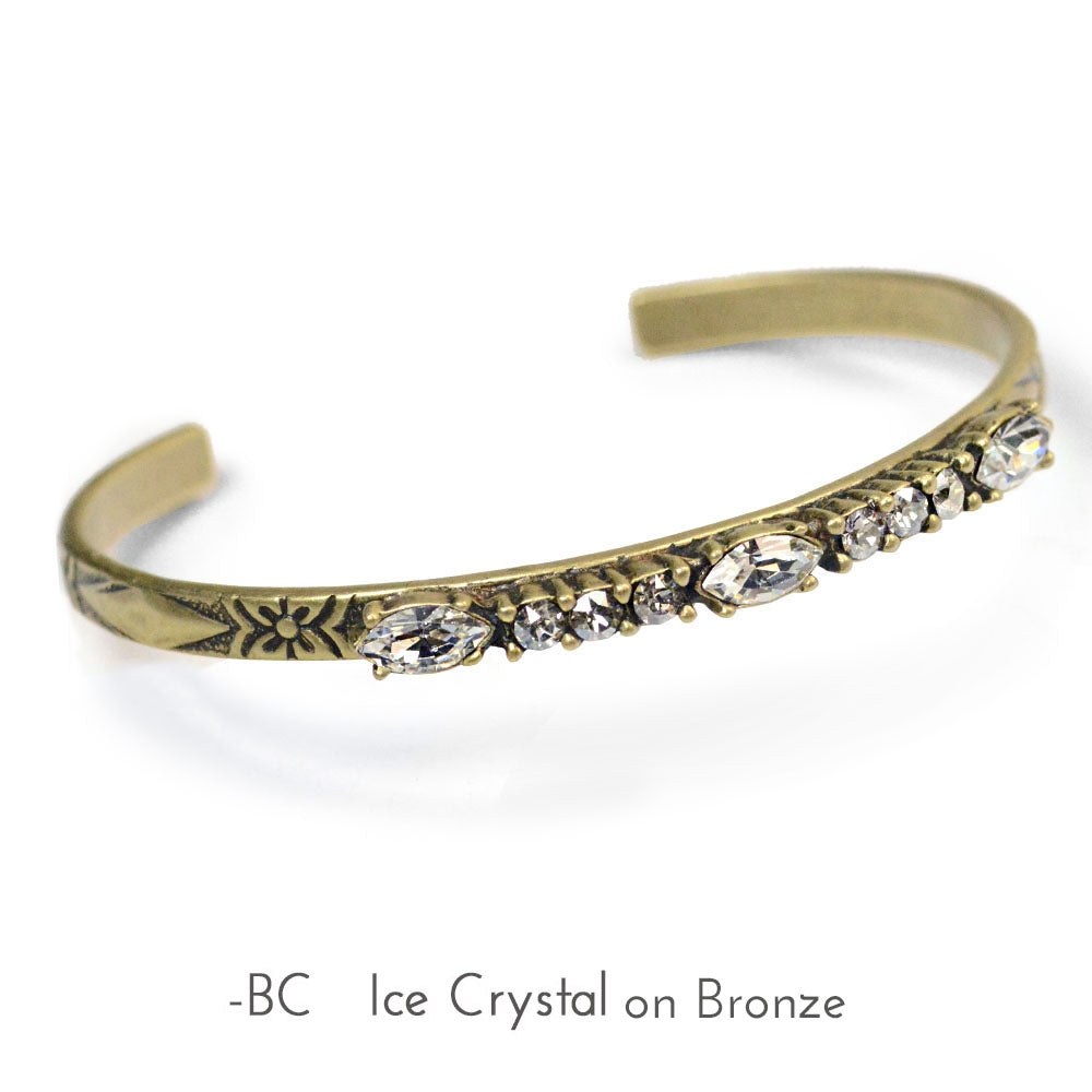Crystal Bar Thin Cuff Stacking Bracelet