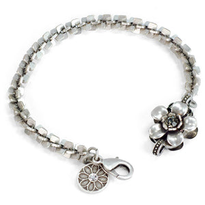 Silver Retro Serenity Flower Bracelet BR452