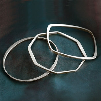 Hammered Geometric Bangle Bracelets