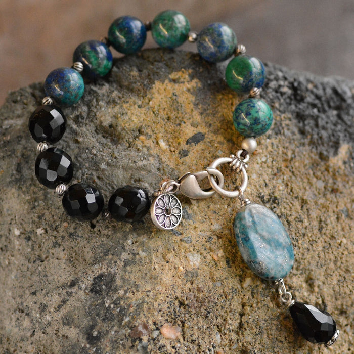 Chrysocola & Jet Bead Bracelet