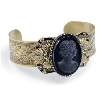 Vintage Jet Cameo Bracelet BR494 - sweetromanceonlinejewelry