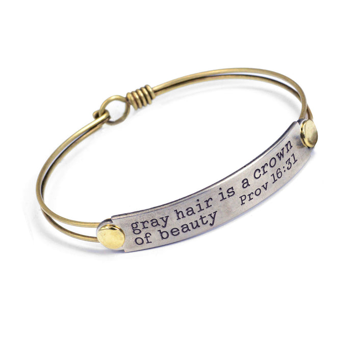 Gray hair is a crown of beauty Bible Verse Bracelet BR501