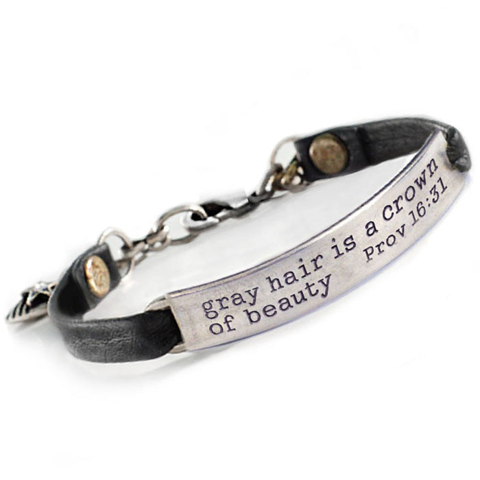 Gray hair is a crown of beauty Bible Verse Bracelet BR501