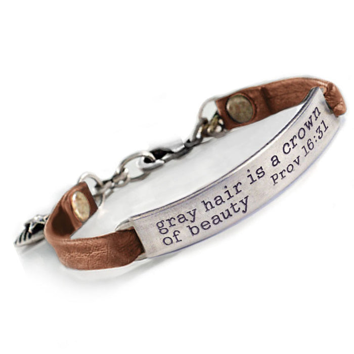 Gray hair is a crown of beauty Bible Verse Bracelet BR501