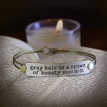 Load image into Gallery viewer, Gray hair is a crown of beauty Bible Verse Bracelet BR501