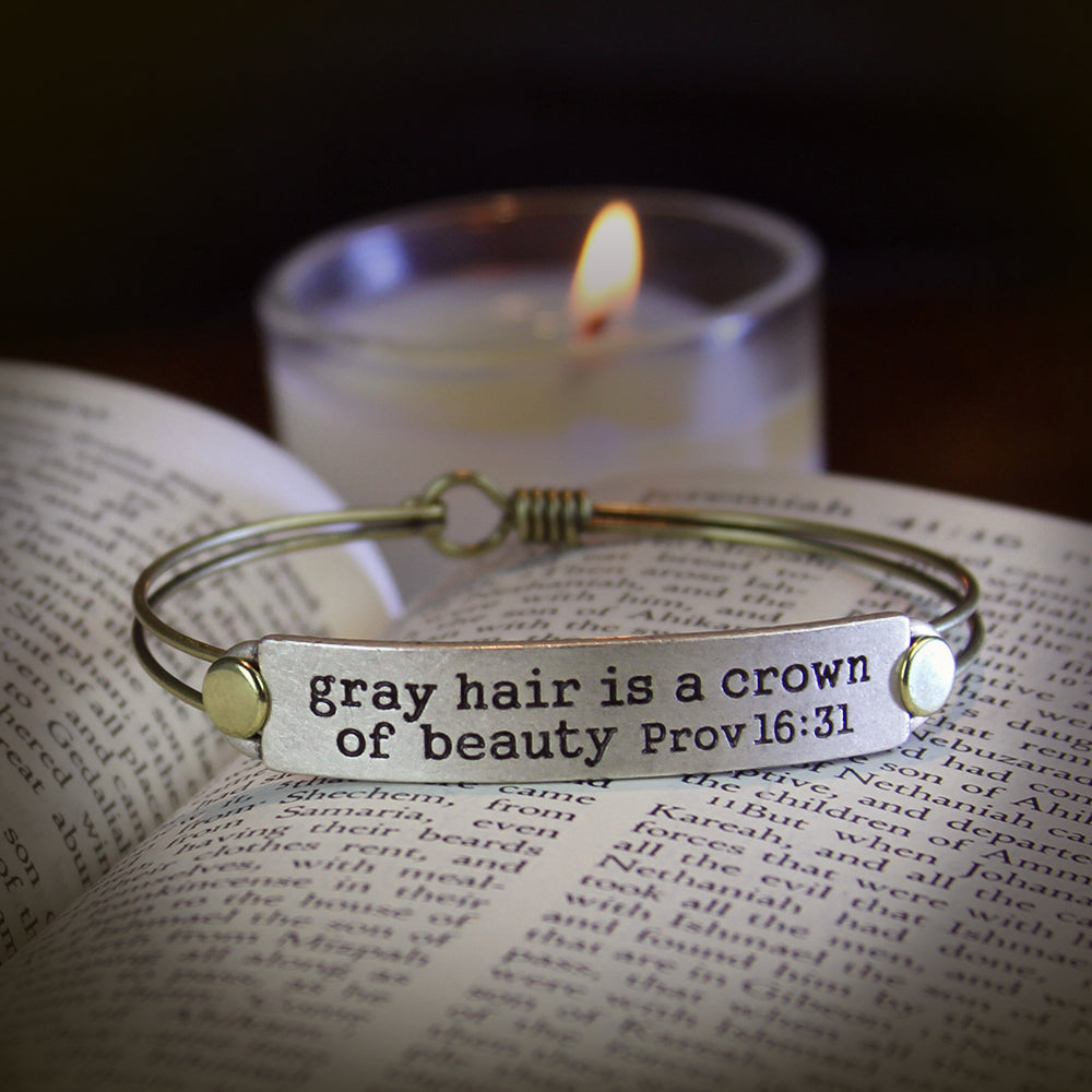 Gray hair is a crown of beauty Bible Verse Bracelet BR501