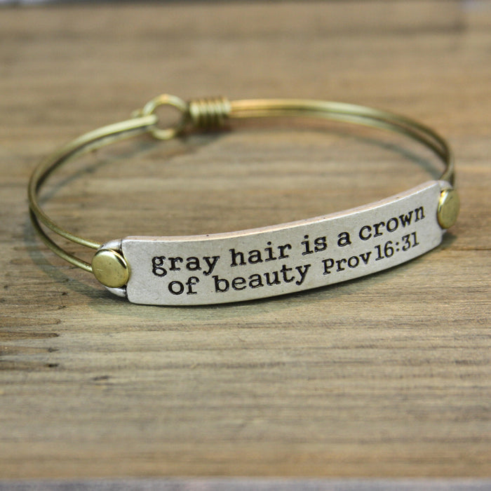 Gray hair is a crown of beauty Bible Verse Bracelet BR501