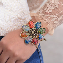 Load image into Gallery viewer, Millefiori Glass Candy Flower Cuff Bracelet BR524