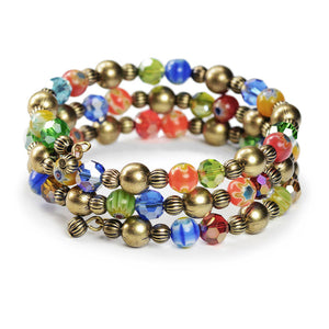 Millefiori Glass Candy Bead Wrap Bracelet BR561