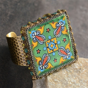 Talavera Tile Hammered Cuff Bracelet BR566