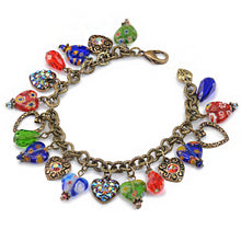 Load image into Gallery viewer, Candy Glass Hearts Charm Bracelet BR583