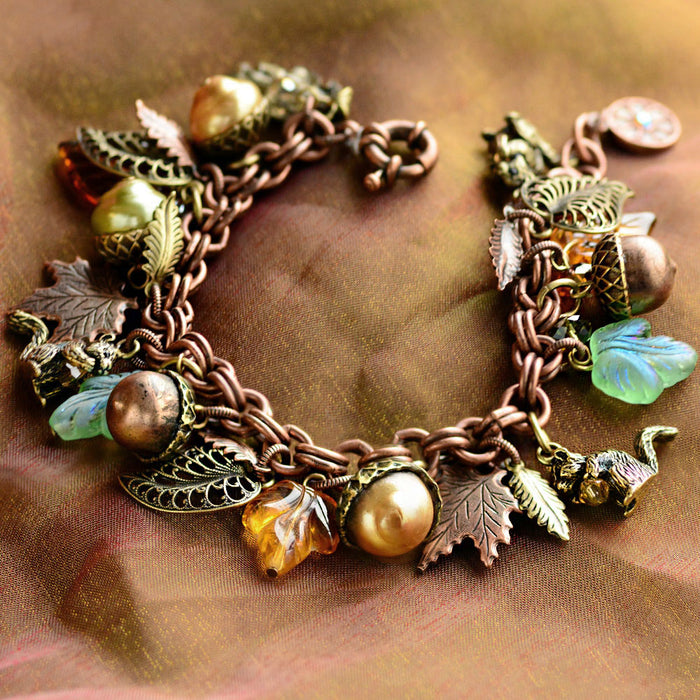 Squirrel's Harvest Charm Bracelet BR648 - sweetromanceonlinejewelry