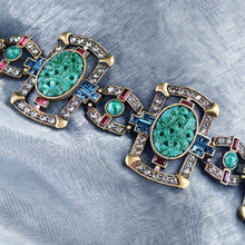 Load image into Gallery viewer, Art Deco Asian Vintage Jade Glass Bracelet