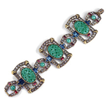 Load image into Gallery viewer, Art Deco Asian Vintage Jade Glass Bracelet BR9522