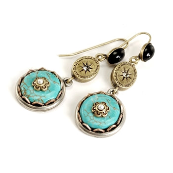 Turquoise Boho Medallion Earrings