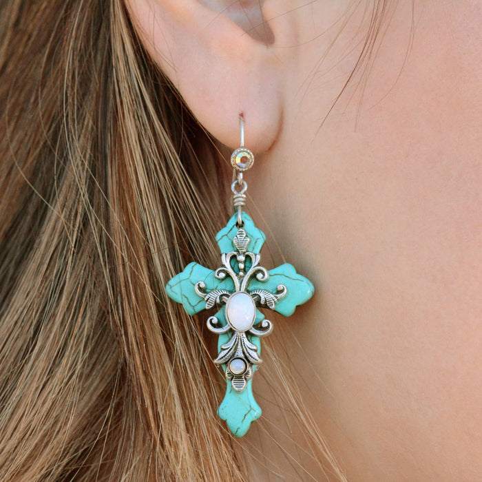 Turquoise Crosses Earrings E1098