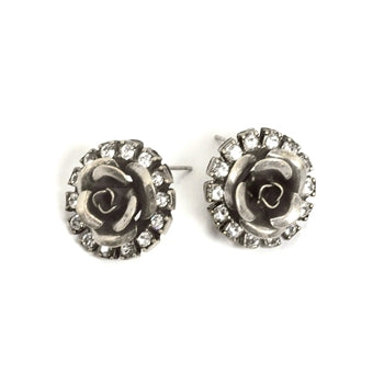 Crystal Rose Stud Earrings E1119-SIL