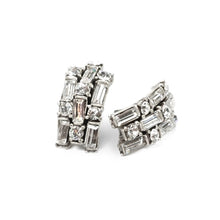 Load image into Gallery viewer, Art Deco Crystal Half Hoop Earrings