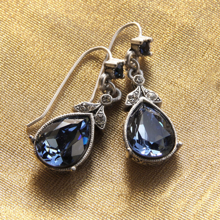 Faceted Crystal Victorian Teardrop Earrings  E1180
