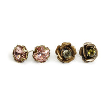 Load image into Gallery viewer, Crystal Cushion &amp; Roses Earring Set E1181
