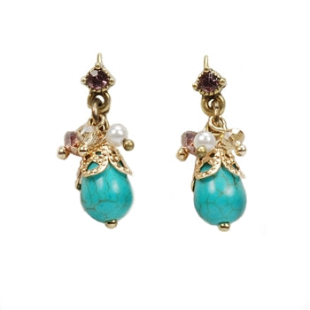 Turquoise Drop Cluster Earrings E1185