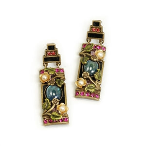 Art Deco Chinese Rose Screen Vintage Earrings