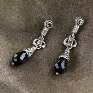 Art Deco Black and Silver Drop Earrings E1223
