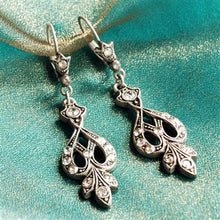 Load image into Gallery viewer, Art Deco Vintage Arabesque Silver Wedding Earrings