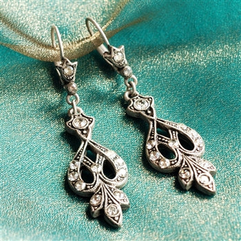 Art Deco Vintage Arabesque Silver Wedding Earrings