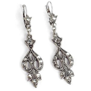 Art Deco Vintage Arabesque Silver Wedding Earrings E1226 - sweetromanceonlinejewelry