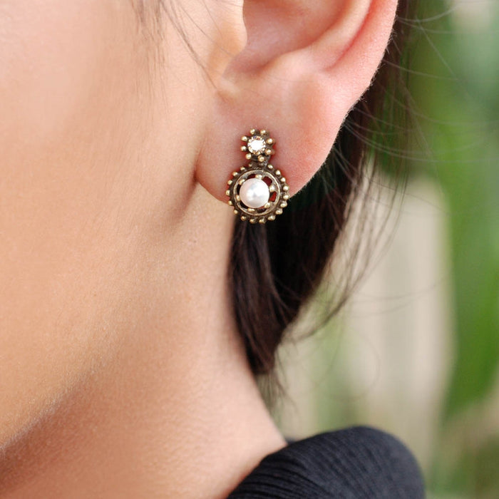 Double Stone Crystal Stud Earrings