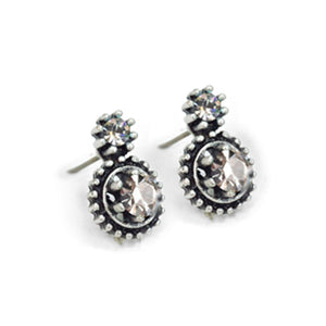 Double Stone Crystal Stud Earrings E1247 - CR - Crystal
