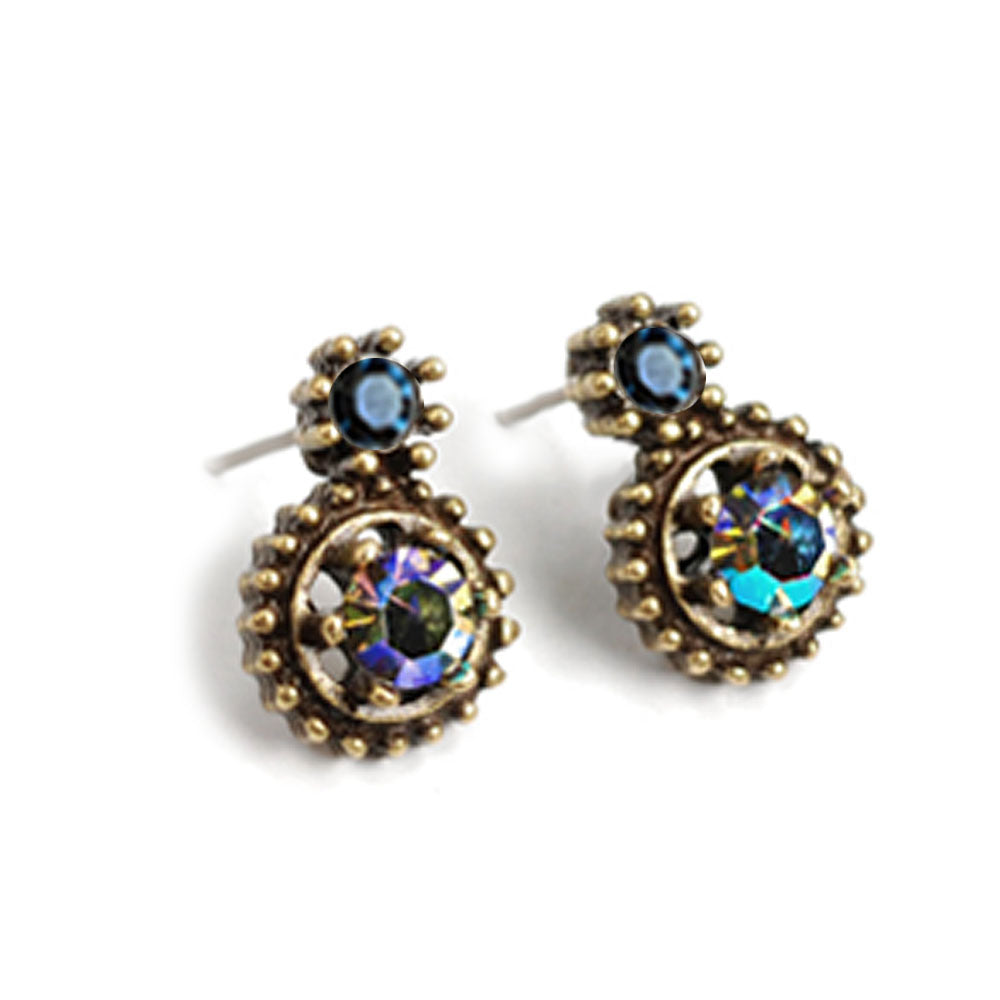 Double Stone Crystal Stud Earrings E1247