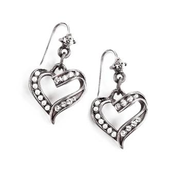 Crystal and Pearl Heart Earrings E1325 - sweetromanceonlinejewelry