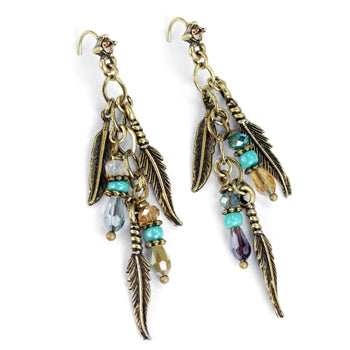 Feathers and Beads 1960s Earrings E1350
