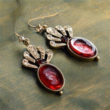Load image into Gallery viewer, Crystal Fan Oval Intaglio Earrings