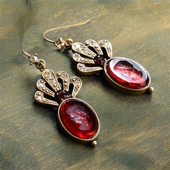 Crystal Fan Oval Intaglio Earrings