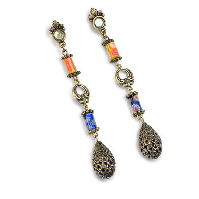 Long Millefiori Vintage Earrings E1380
