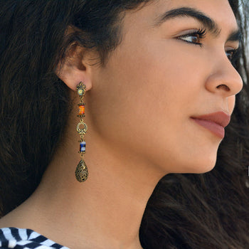 Long Millefiori Vintage Earrings E1380