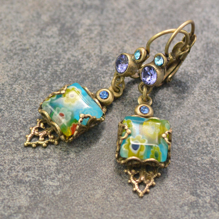 Millefiori Vintage Square Earrings E1382