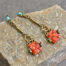 Load image into Gallery viewer, Millefiori Glass Square Drop Earrings E1384