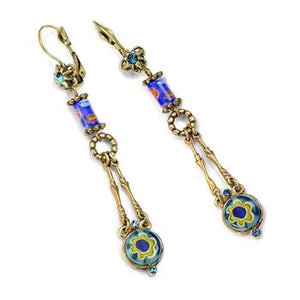 Millefiori Glass Round Drop Earrings E1385 - sweetromanceonlinejewelry