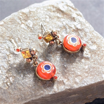 Millefiori Glass Round Candy Earrings E1386