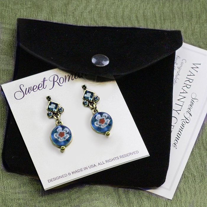 Millefiori Glass Round Candy Earrings E1386