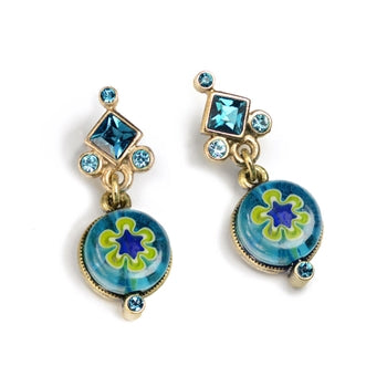 Millefiori Glass Round Candy Earrings E1386 - sweetromanceonlinejewelry