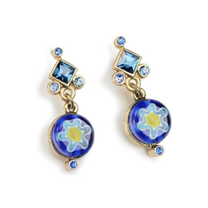 Millefiori Glass Round Candy Earrings E1386 - sweetromanceonlinejewelry